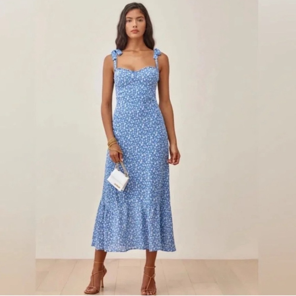 Reformation Nikita in Marie Blue Floral Dress Size 0